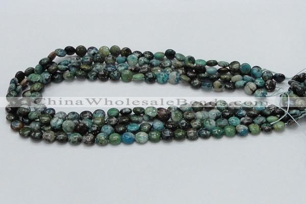 CCS14 15.5 inches 8mm flat round natural chrysocolla gemstone beads