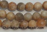 CCS312 15.5 inches 10mm faceted round natural sunstone beads