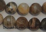 CCS314 15.5 inches 14mm faceted round natural sunstone beads