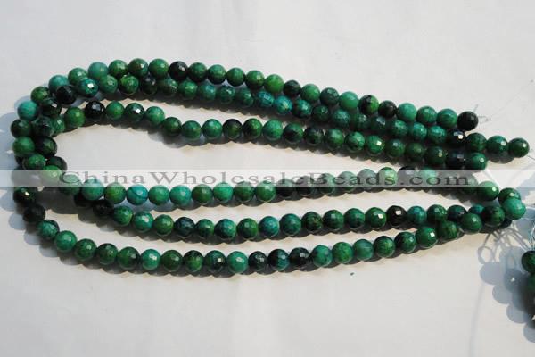 CCS602 15.5 inches 8mm faceted round dyed chrysocolla gemstone beads