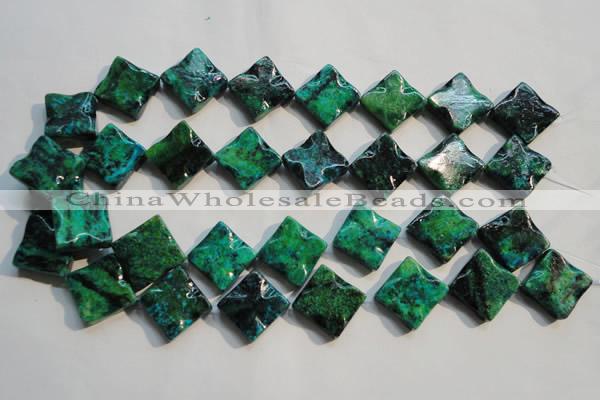CCS685 15.5 inches 18*18mm wavy diamond dyed chrysocolla beads