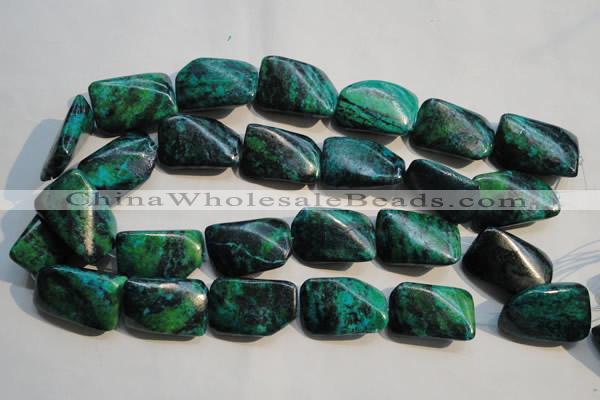CCS706 15.5 inches 20*30mm twisted rectangle dyed chrysocolla beads