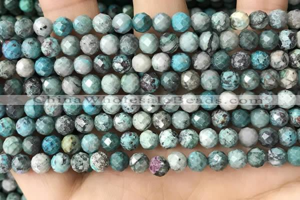 CCS883 15.5 inches 6mm faceted round natural chrysocolla beads