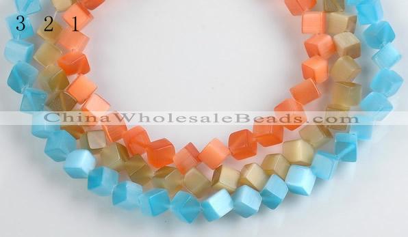 CCT09 8mm different color cube-shaped cats eye beads Wholesale