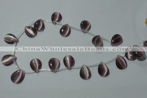 CCT1022 Top-drilled 13*18mm flat teardrop cats eye beads wholesale