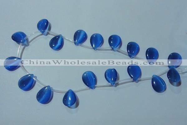 CCT1025 Top-drilled 13*18mm flat teardrop cats eye beads wholesale