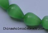 CCT19 14 inches 10*14mm teardrop green cats eye beads wholesale