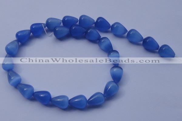 CCT21 14 inches 10*14mm teardrop ink blue cats eye beads wholesale