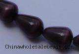 CCT22 14 inches 10*14mm teardrop black coffee cats eye beads wholesale