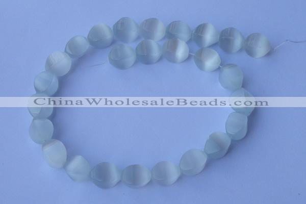 CCT24 14 inches 10*14mm twisted white cats eye beads wholesale