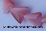 CCT33 14.5 inches 15*16mm triangle pink cats eye beads wholesale