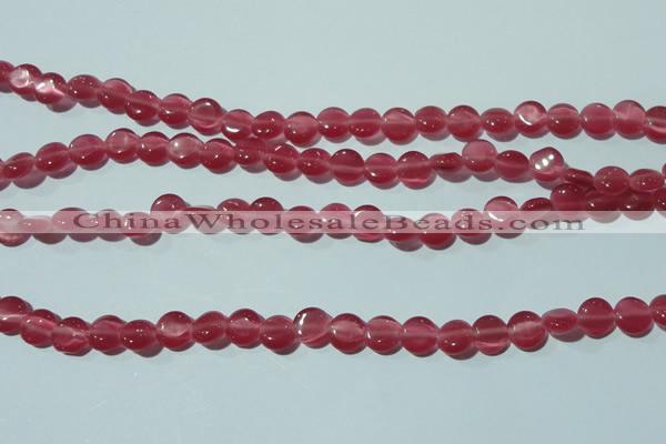 CCT453 15 inches 6mm flat round cats eye beads wholesale