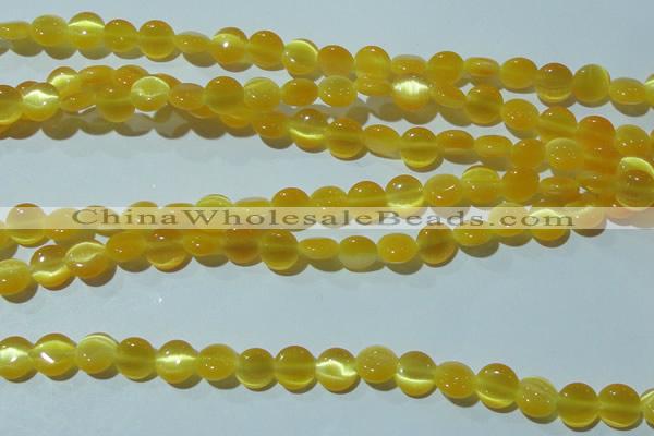 CCT455 15 inches 6mm flat round cats eye beads wholesale