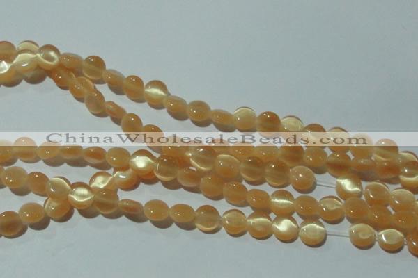 CCT456 15 inches 6mm flat round cats eye beads wholesale