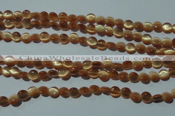 CCT457 15 inches 6mm flat round cats eye beads wholesale