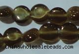 CCT458 15 inches 6mm flat round cats eye beads wholesale