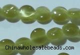 CCT459 15 inches 6mm flat round cats eye beads wholesale