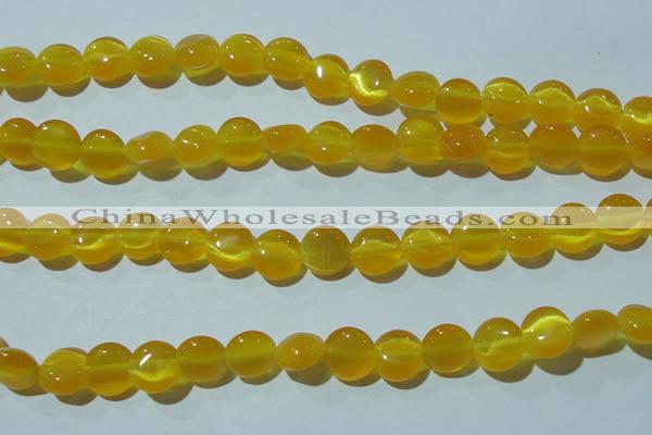 CCT484 15 inches 8mm flat round cats eye beads wholesale