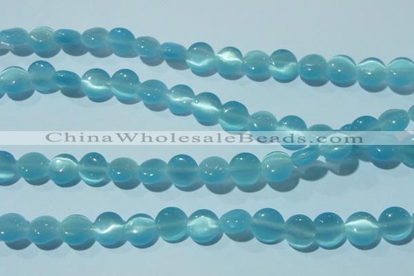 CCT492 15 inches 8mm flat round cats eye beads wholesale