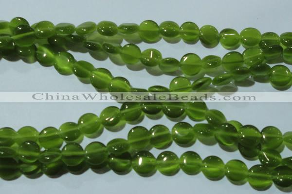 CCT495 15 inches 8mm flat round cats eye beads wholesale