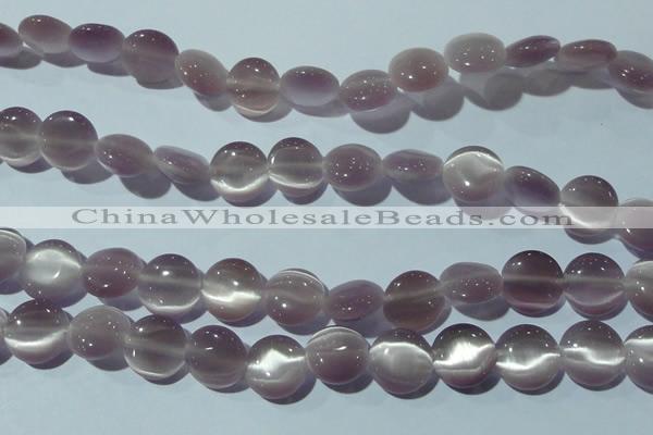 CCT512 15 inches 10mm flat round cats eye beads wholesale