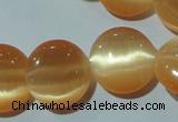 CCT516 15 inches 10mm flat round cats eye beads wholesale
