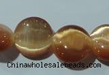 CCT517 15 inches 10mm flat round cats eye beads wholesale