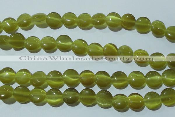 CCT519 15 inches 10mm flat round cats eye beads wholesale