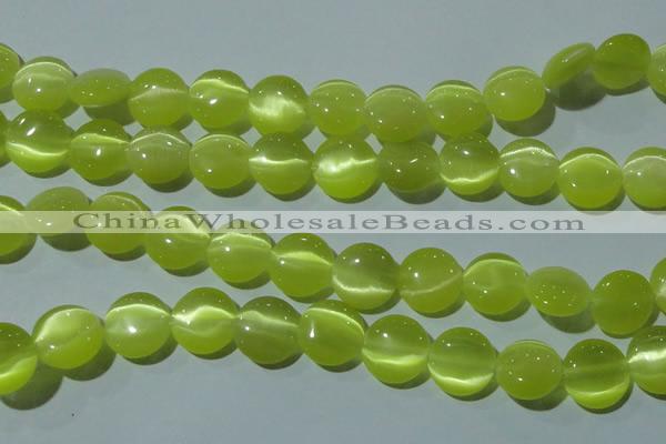 CCT520 15 inches 10mm flat round cats eye beads wholesale