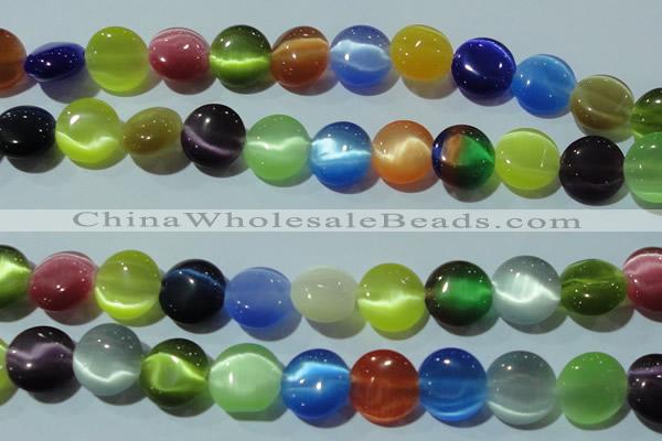 CCT526 15 inches 10mm flat round cats eye beads wholesale