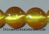 CCT571 15 inches 14mm flat round cats eye beads wholesale