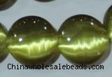 CCT573 15 inches 14mm flat round cats eye beads wholesale