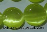 CCT574 15 inches 14mm flat round cats eye beads wholesale