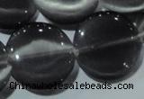 CCT583 15 inches 14mm flat round cats eye beads wholesale