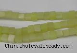 CCU03 15.5 inches 4*4mm cube olive jade beads wholesale