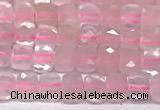 CCU1006 15 inches 4mm faceted cube rose quartz beads