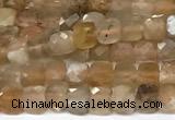 CCU1011 15 inches 4mm faceted cube sunstone beads