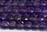 CCU1021 15 inches 4mm faceted cube amethyst beads