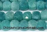 CCU1039 15 inches 6mm faceted cube amazonite beads