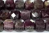 CCU1041 15 inches 6mm faceted cube tourmaline beads