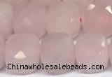 CCU1053 15 inches 8mm faceted cube rose quartz beads