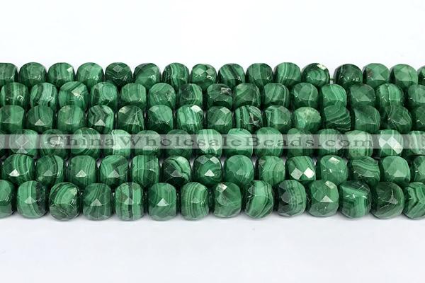 CCU1055 15 inches 8mm faceted cube malachite beads