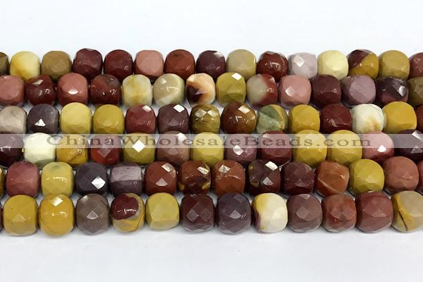 CCU1061 15 inches 8mm faceted cube mookaite beads