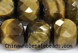 CCU1066 15 inches 8mm faceted cube yellow tiger eye beads