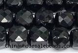 CCU1069 15 inches 8mm faceted cube black tourmaline beads