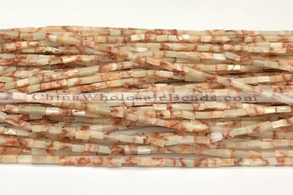 CCU1092 15 inches 2*4mm cuboid red net jasper beads