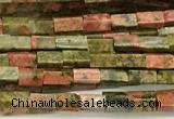 CCU1098 15 inches 2*4mm cuboid unakite beads