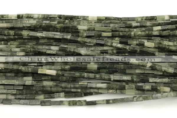 CCU1101 15 inches 2*4mm cuboid green hair beads