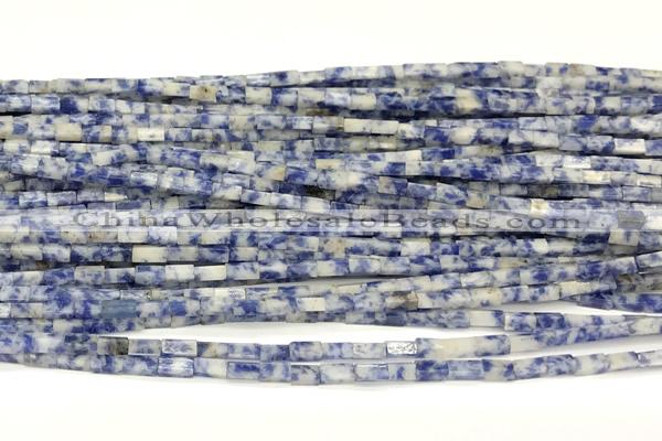CCU1104 15 inches 2*4mm cuboid blue spot stone beads