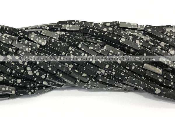 CCU1165 15 inches 4*13mm cuboid snowflake obsidian beads